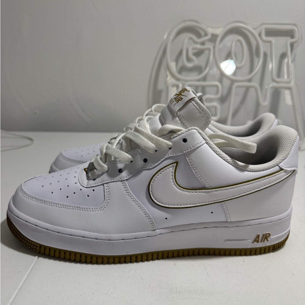 Nike airforce 1 White Sneakers with Gold Accents